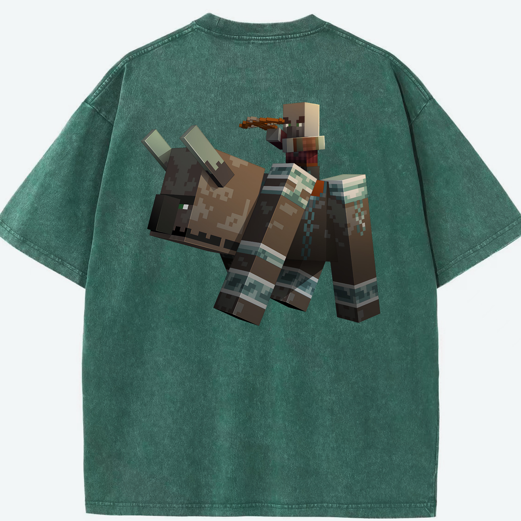（画像用） マインクラフト ブロックの世界 Minecraft MC Block world 綿100% ヴィンテージ風 半袖Tシャツ（背面プリント）